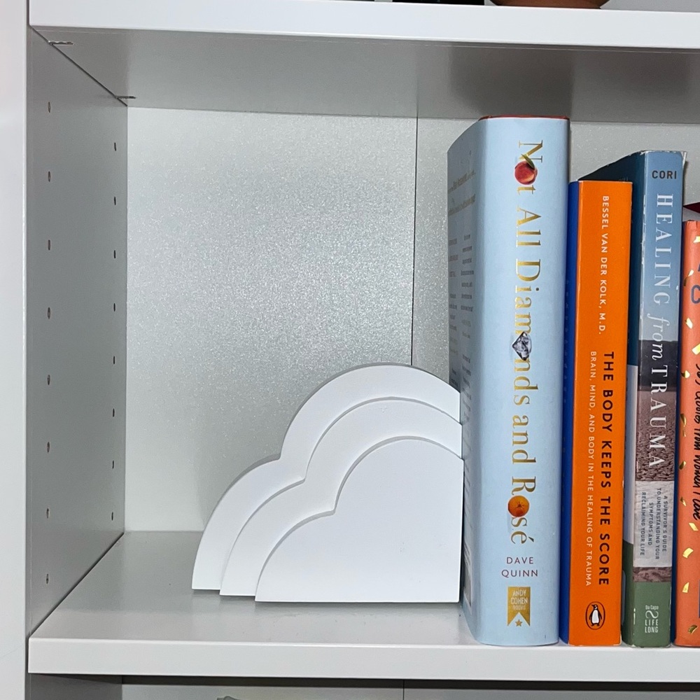 SET OF 2 WHITE CLOUD BOOKENDS MODERN BOHO FUN NEW HEAVYDUTY BOOKENDS